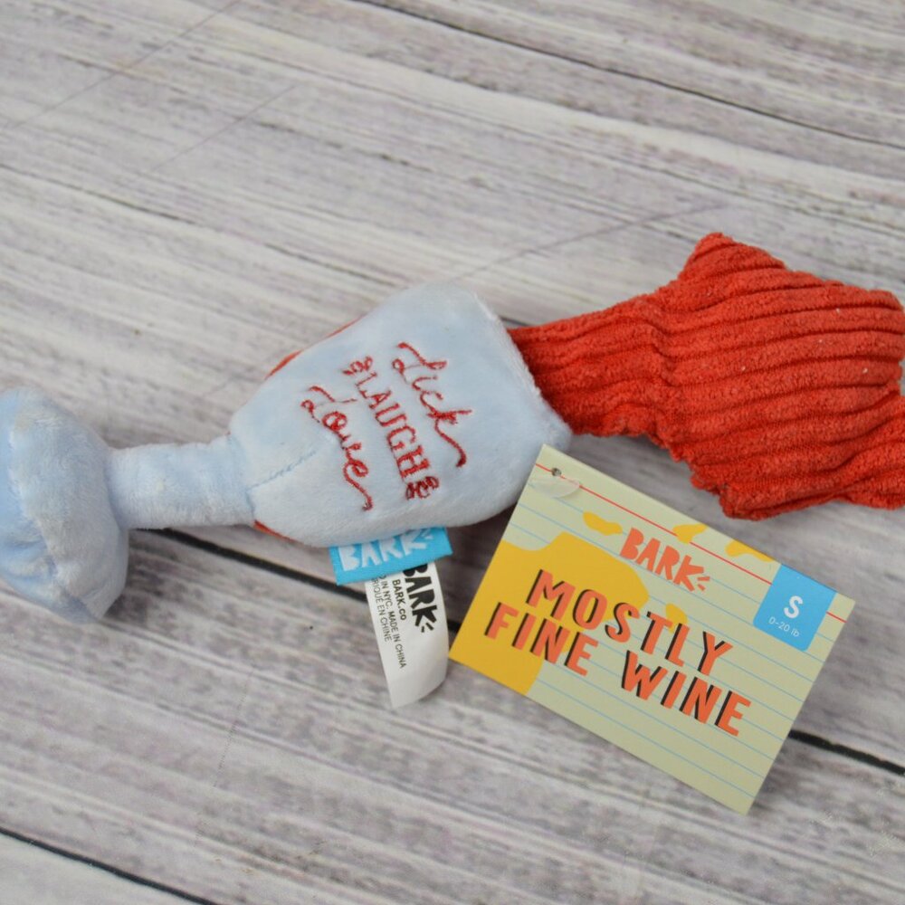 Bark Box Mostly Fine Wine Dog Toy Squeaker Crinkle Small S 0-20 Lbs NWT